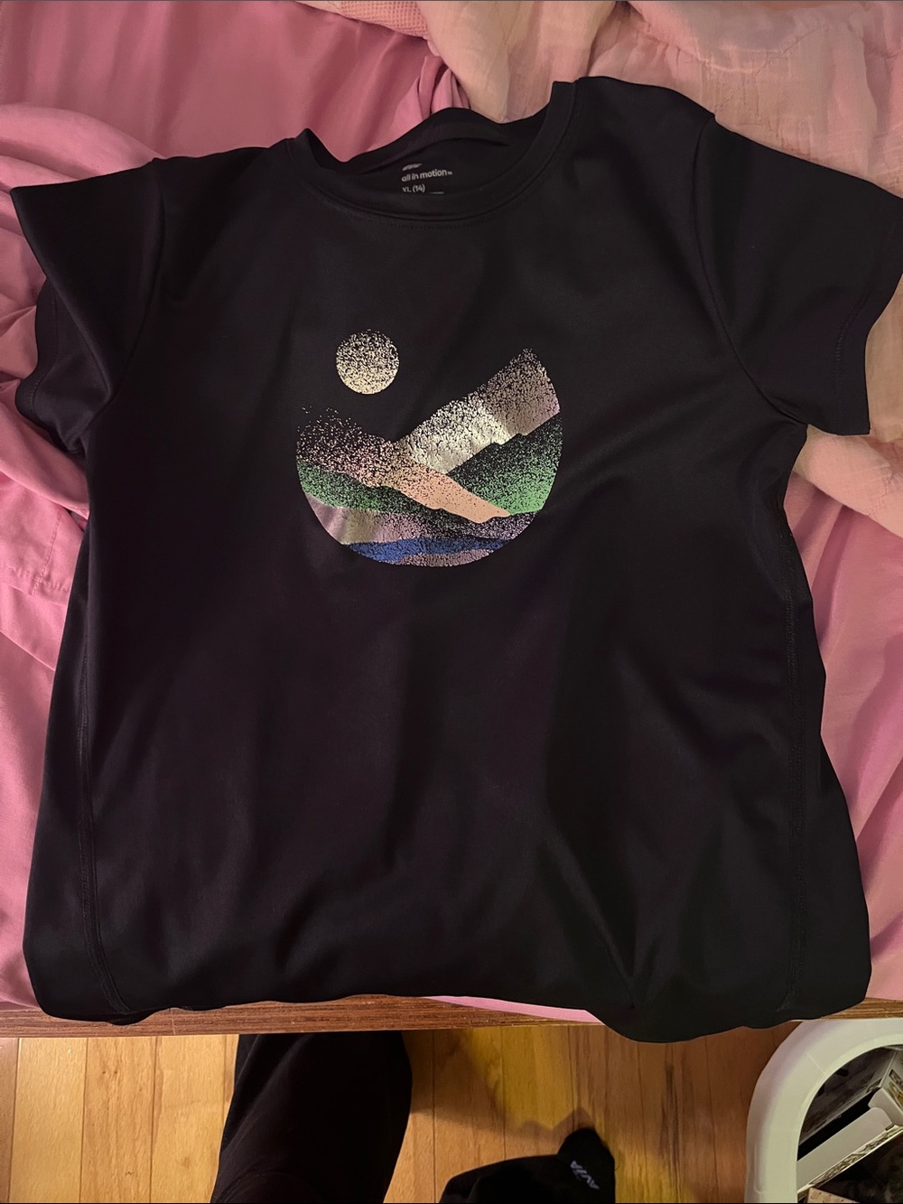 all in motion Black Tee with Metallic Dot Accent